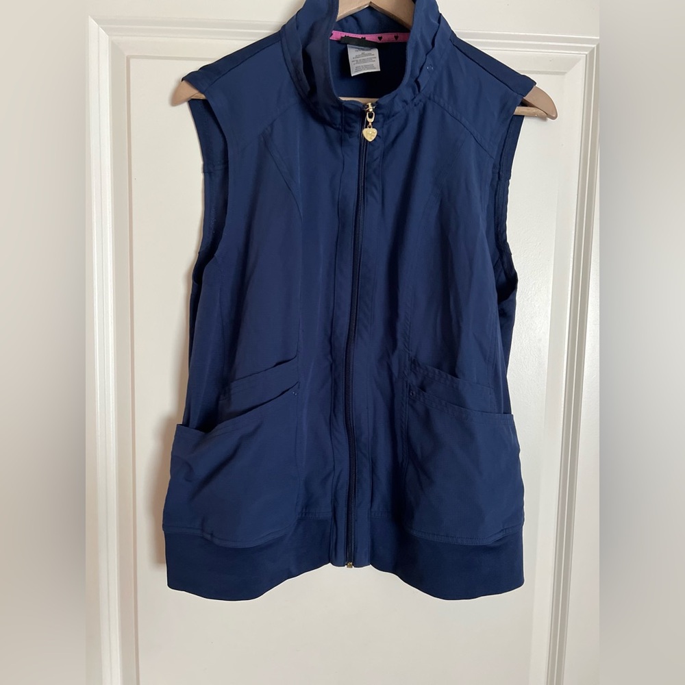 HeartSoul Blue Sleeveless Scrub Vest Lightweight